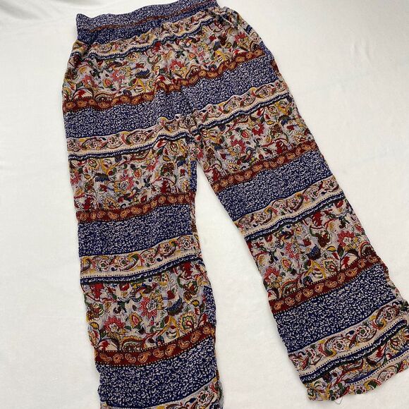 Blue Earth Boho Pants Pull On Lightweight Pockets Multicolor Womens Medium - Picture 2 of 11